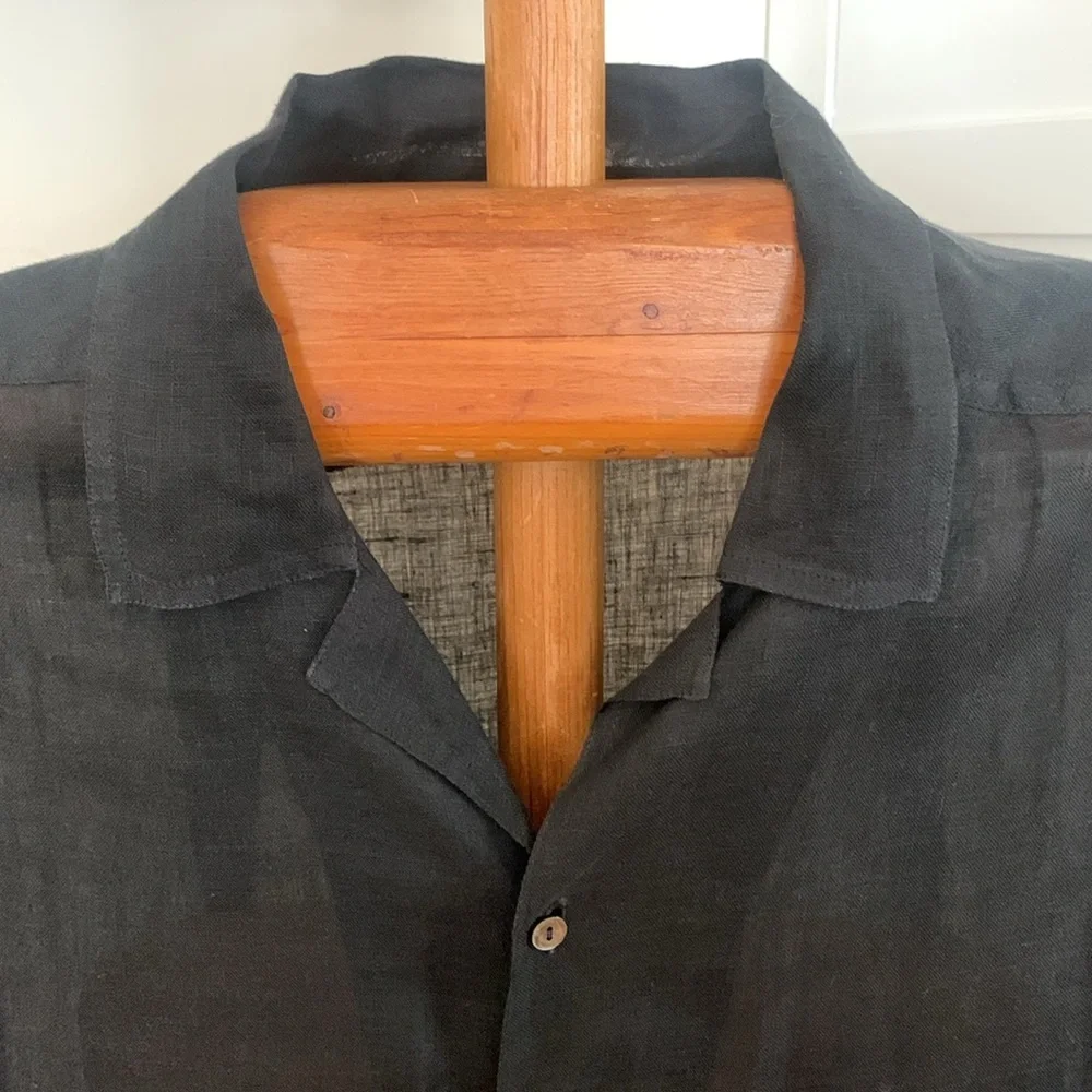 G. Gucci Linen Short Sleeve Shirt Black 16/41 Vintage